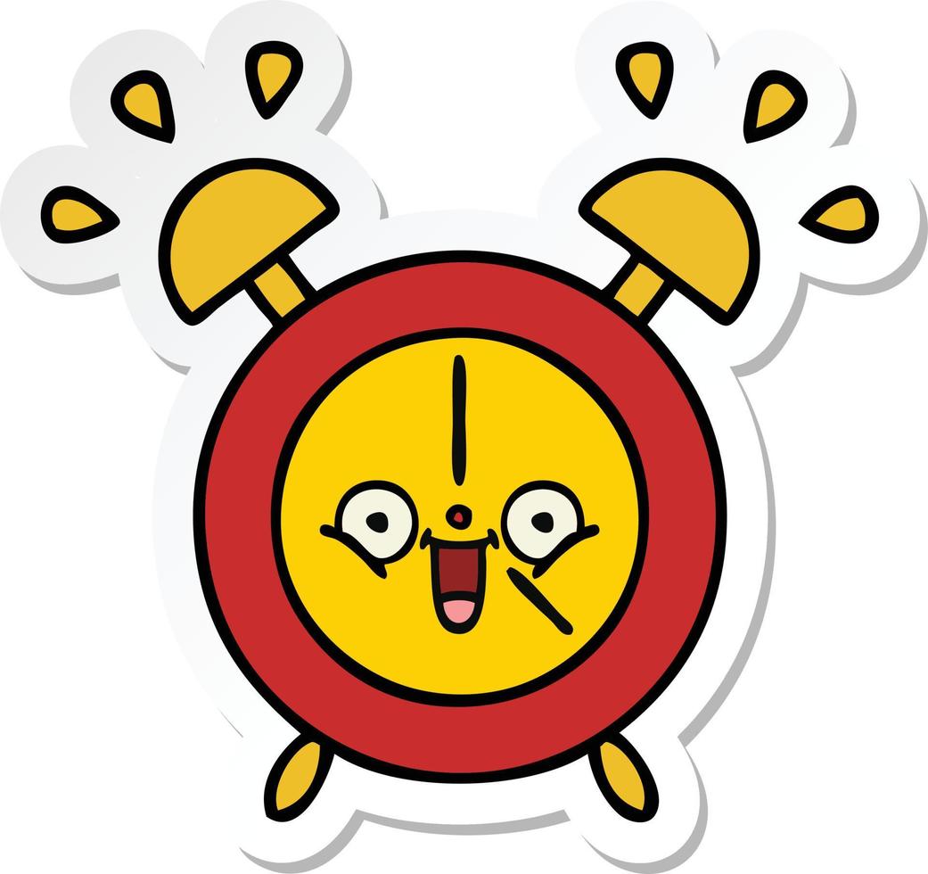 sticker of a cute cartoon alarm clock vector