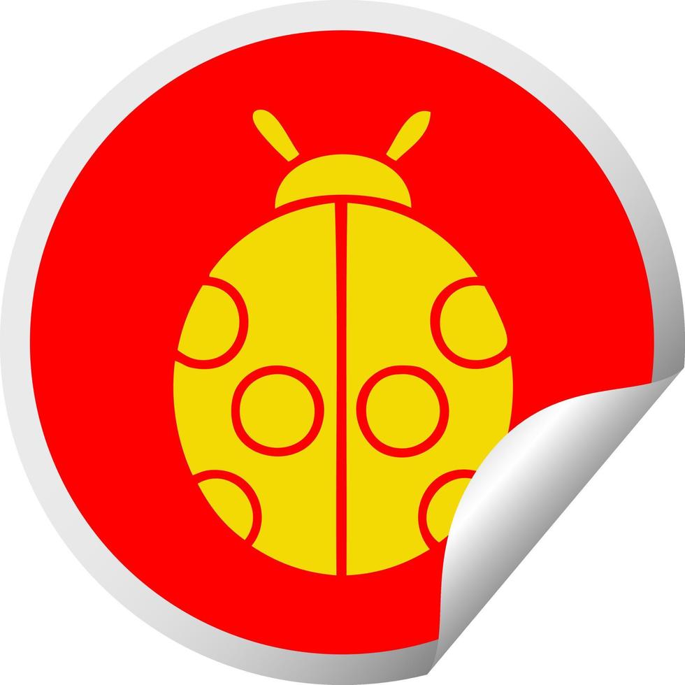 circular peeling sticker cartoon lady bug vector