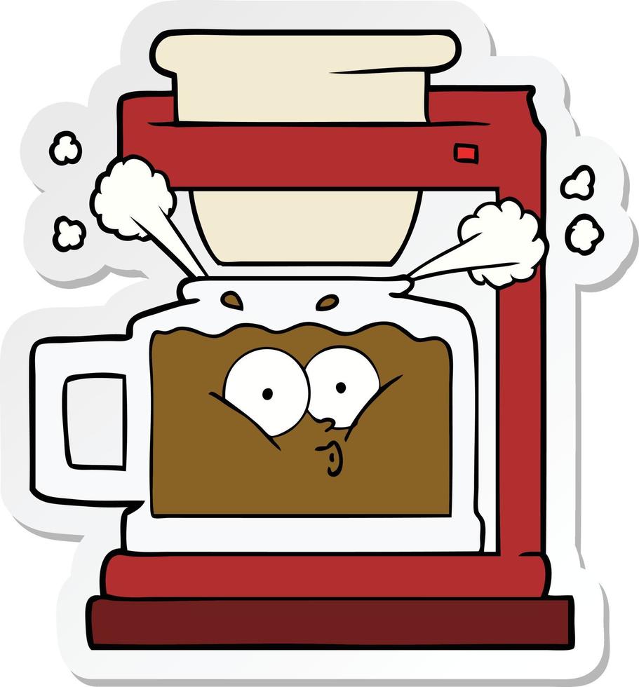 sticker of a steaming hot coffee pot vector