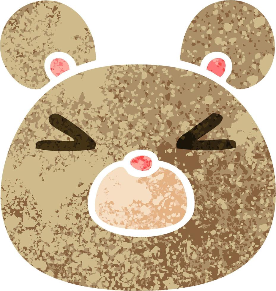 quirky retro illustration style cartoon bear face vector