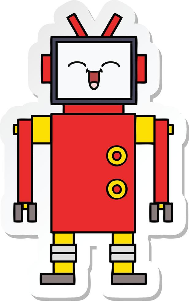 sticker of a cute cartoon robot vector