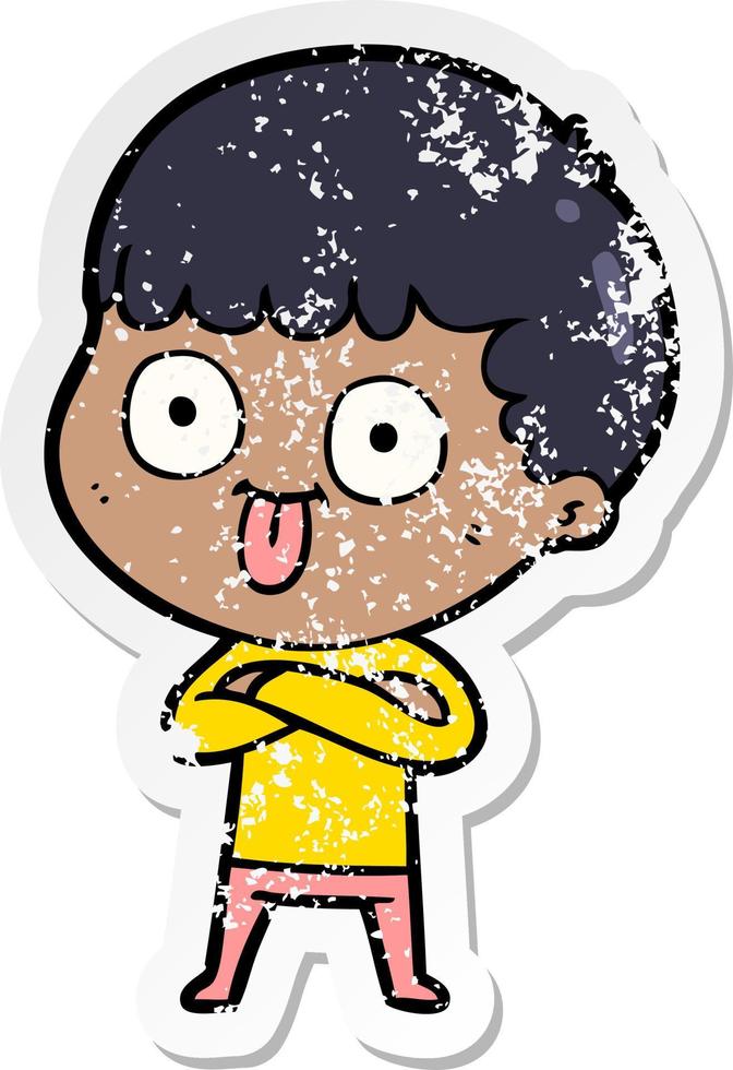 distressed sticker of a cartoon man staring vector