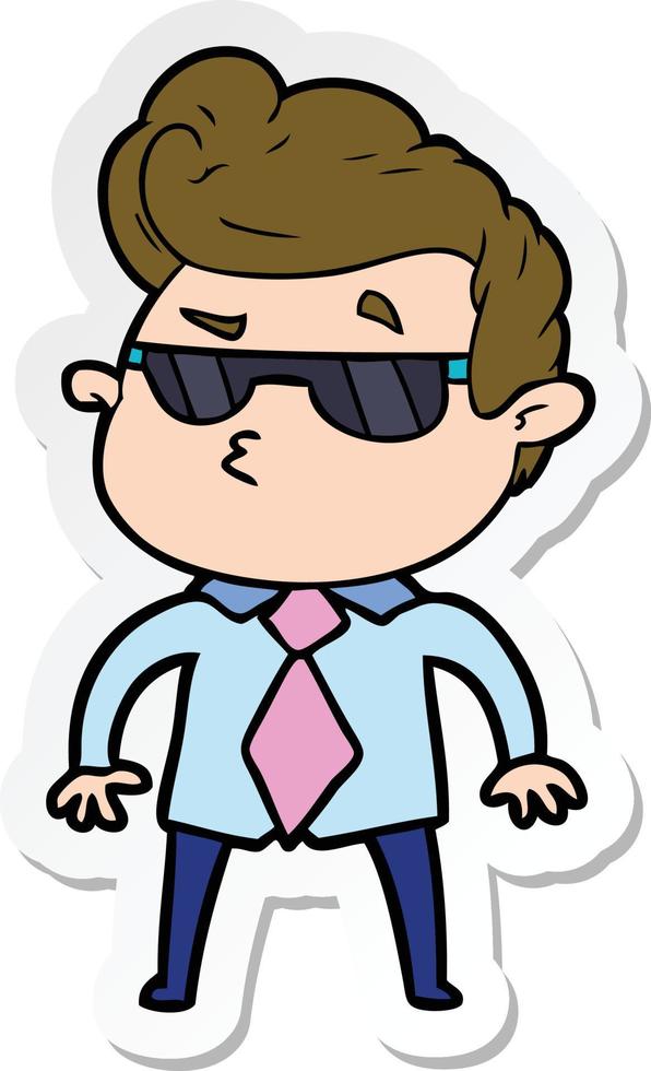 sticker of a cartoon cool guy vector