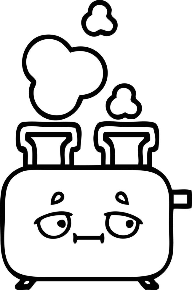 line drawing cartoon of a toaster vector