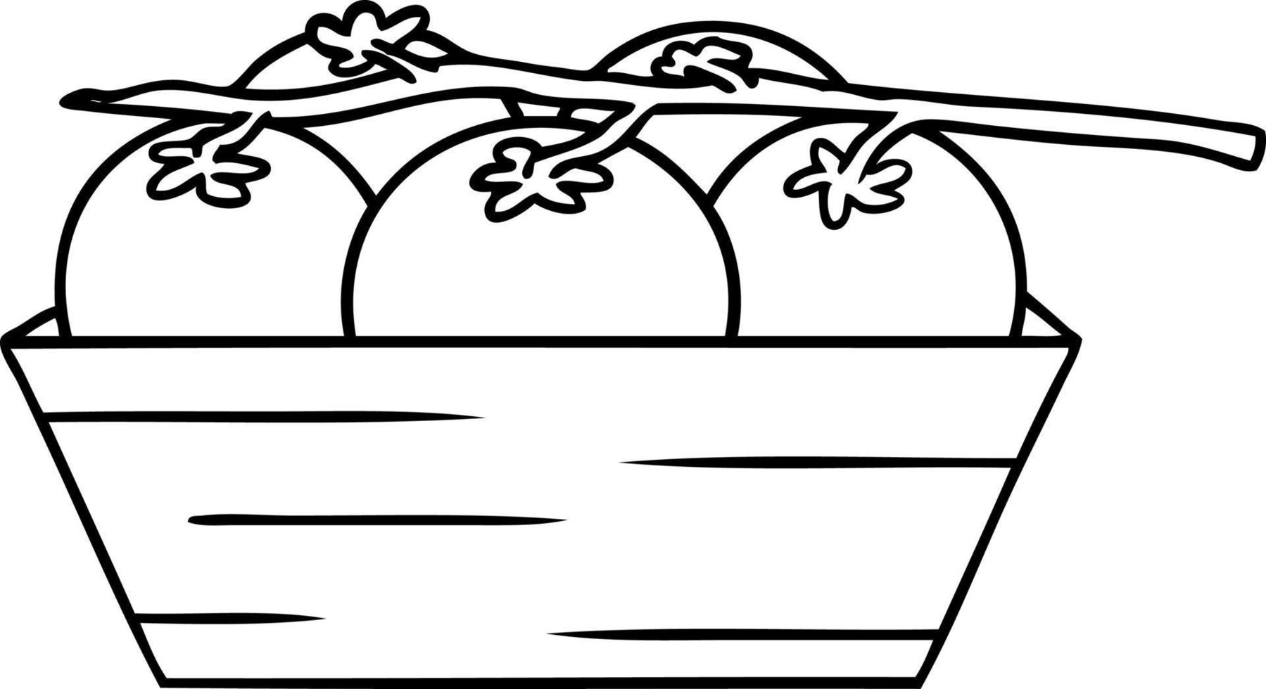 line drawing doodle of a box of tomatoes vector