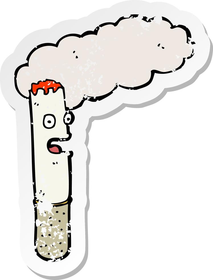 retro distressed sticker of a cartoon cigarette vector