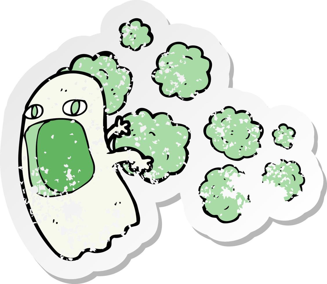 retro distressed sticker of a cartoon ghost vector