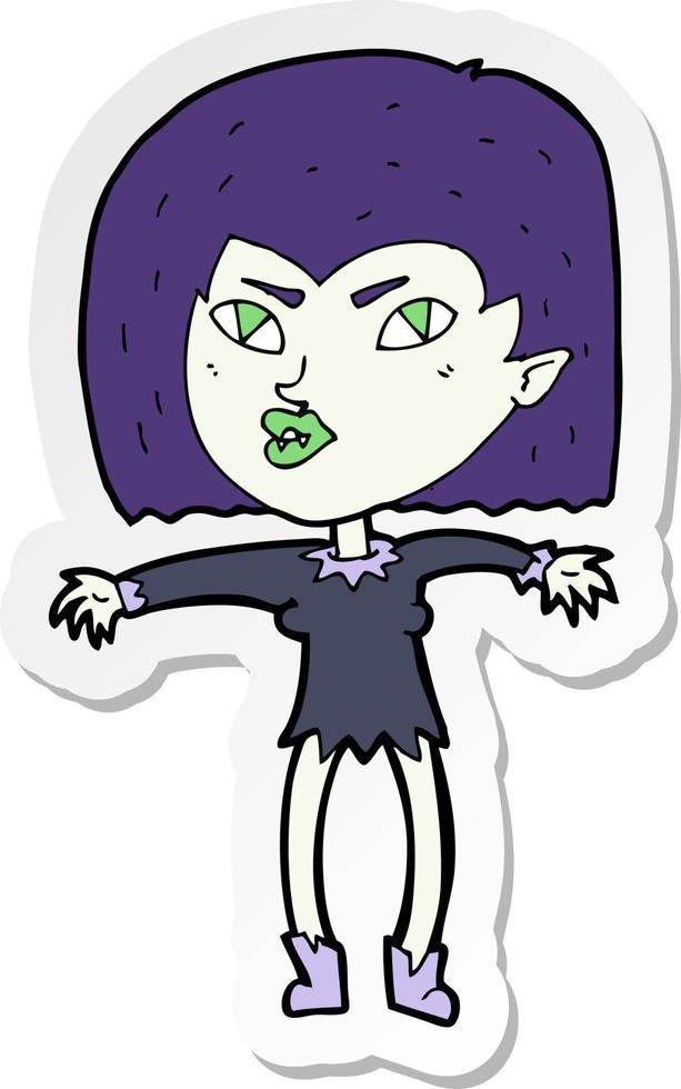 sticker of a cartoon vampire girl vector
