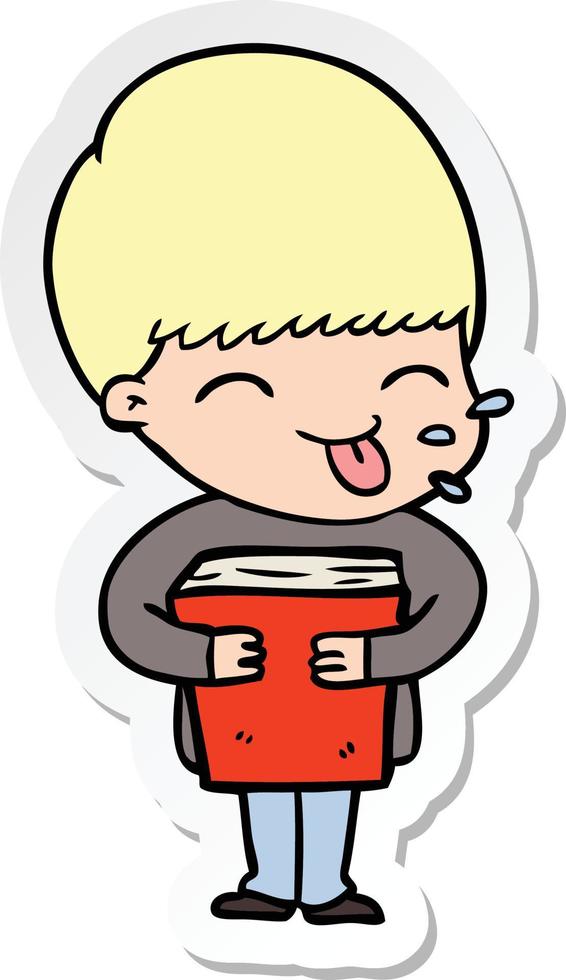 sticker of a cartoon boy vector