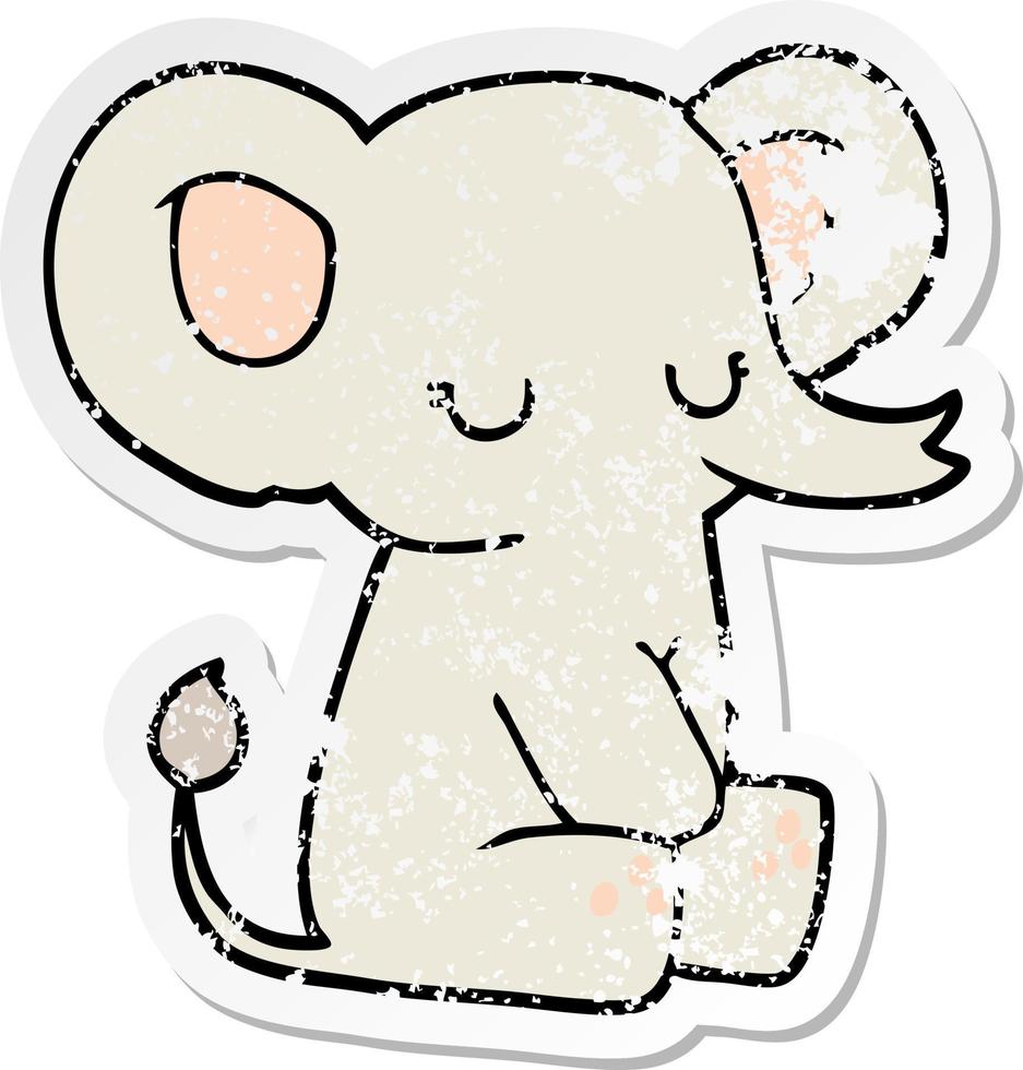 distressed sticker of a cartoon elephant vector