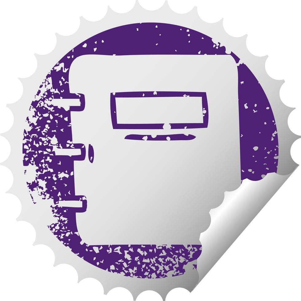 distressed circular peeling sticker symbol note book vector