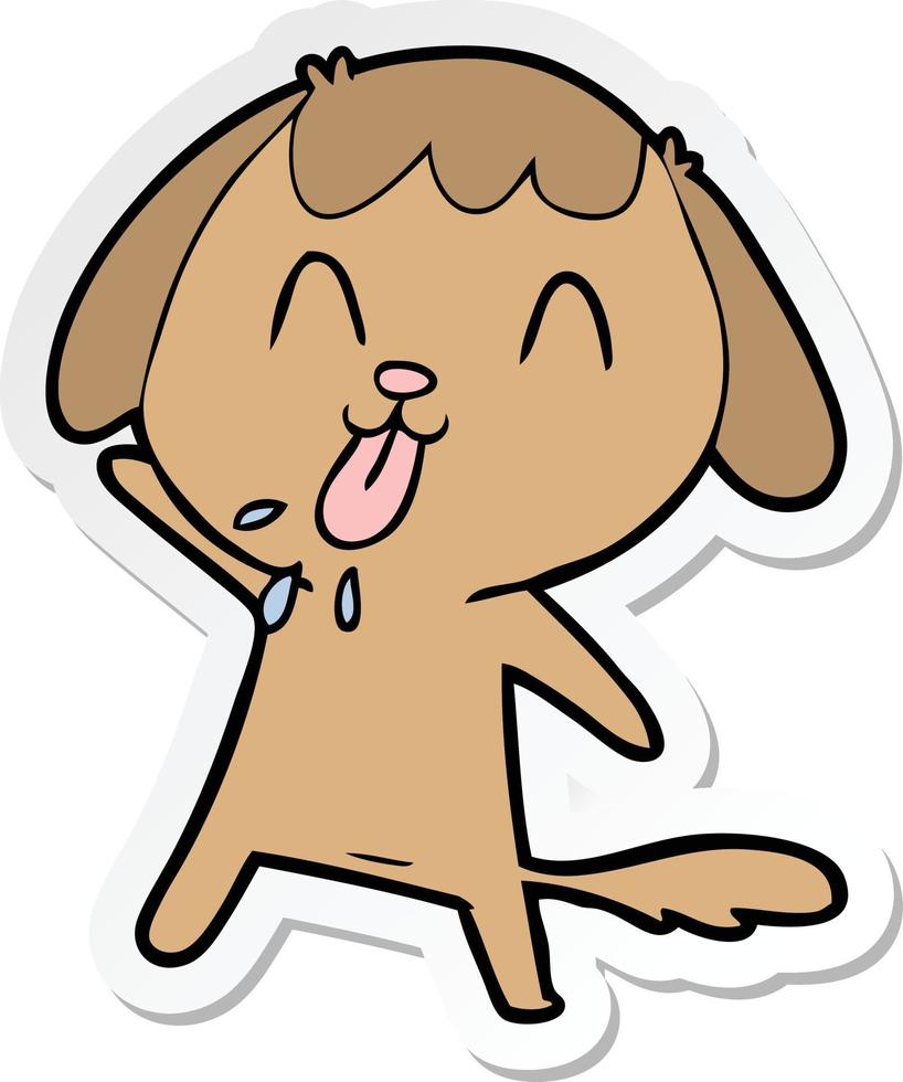 sticker of a cute cartoon dog vector