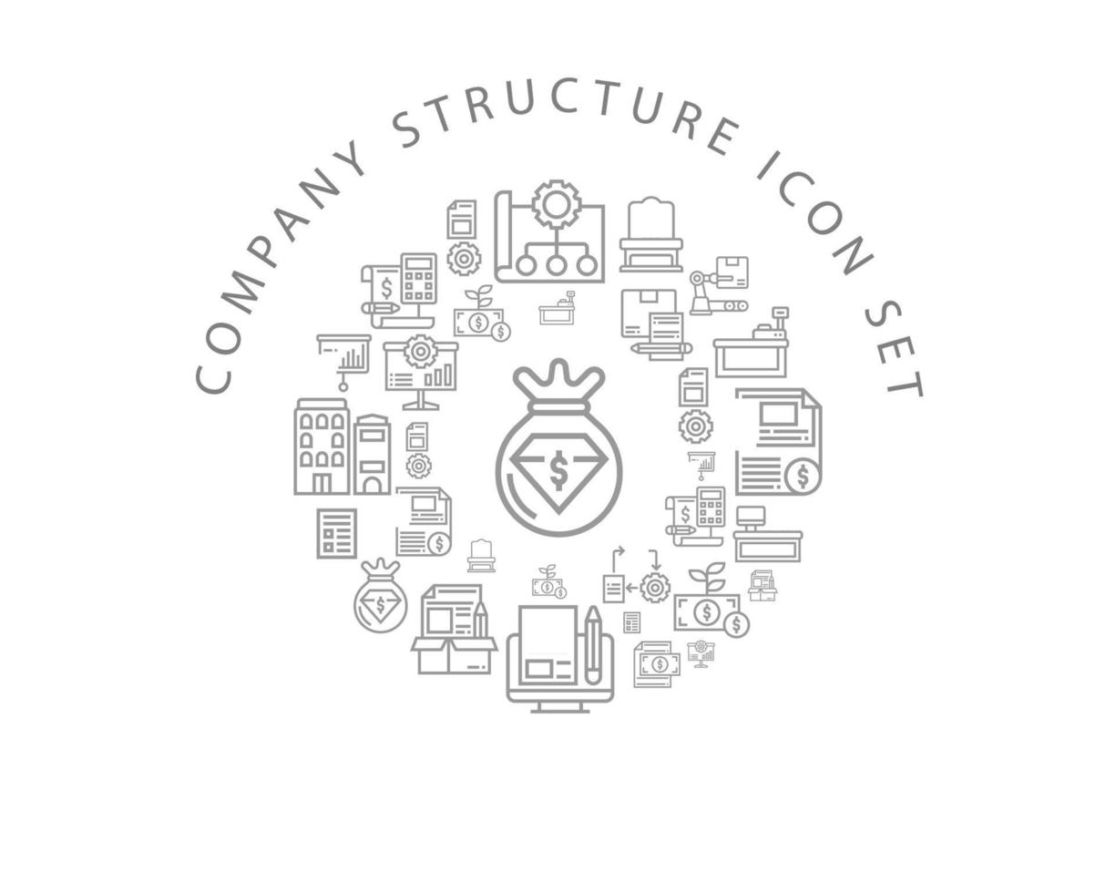 diseño de conjunto de iconos de estructura de computadora sobre fondo blanco. vector