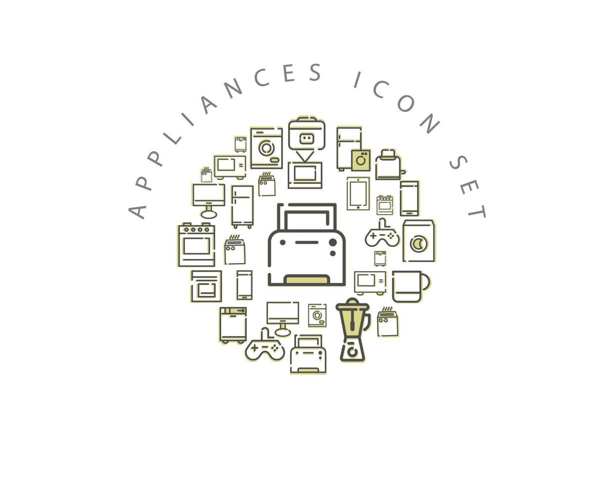 Appliances flat icon set design on white background. vector