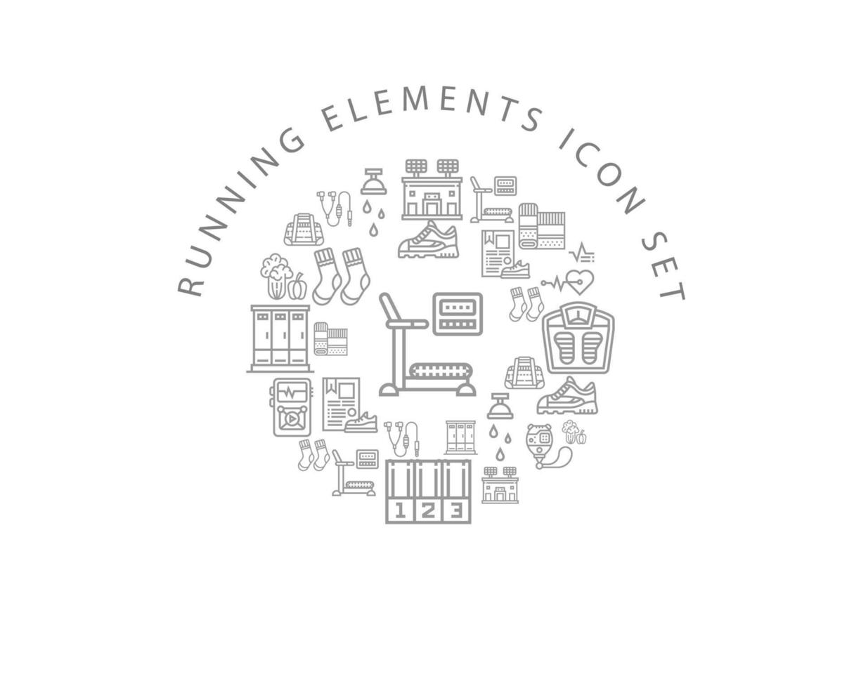 Running elements icon set design on white background. vector