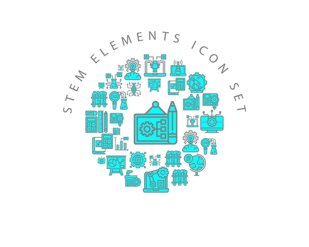 Stem elements icon set design on white background. vector