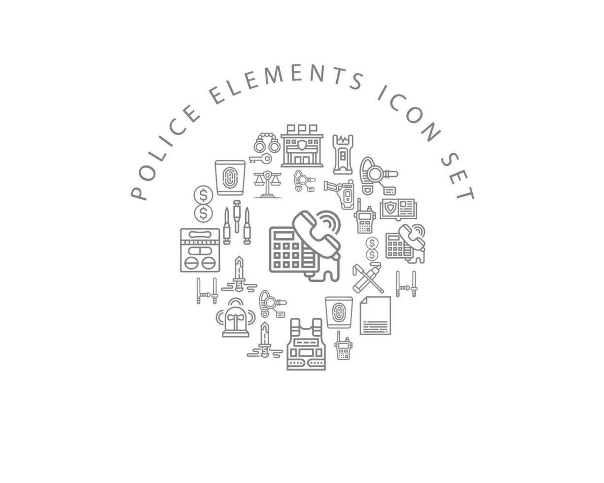 Police elements icon set design on white background vector