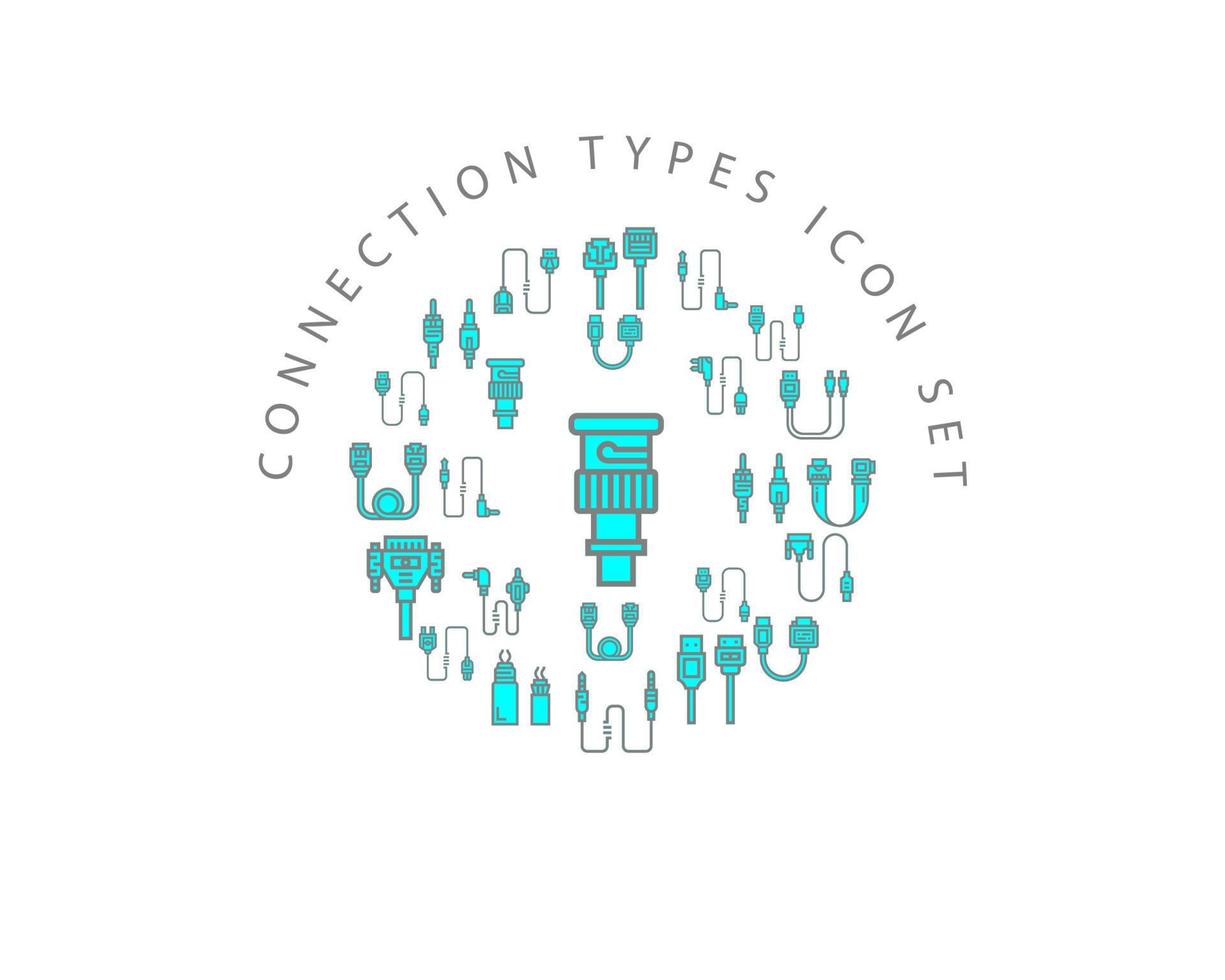 Connection types icon set design on white background vector