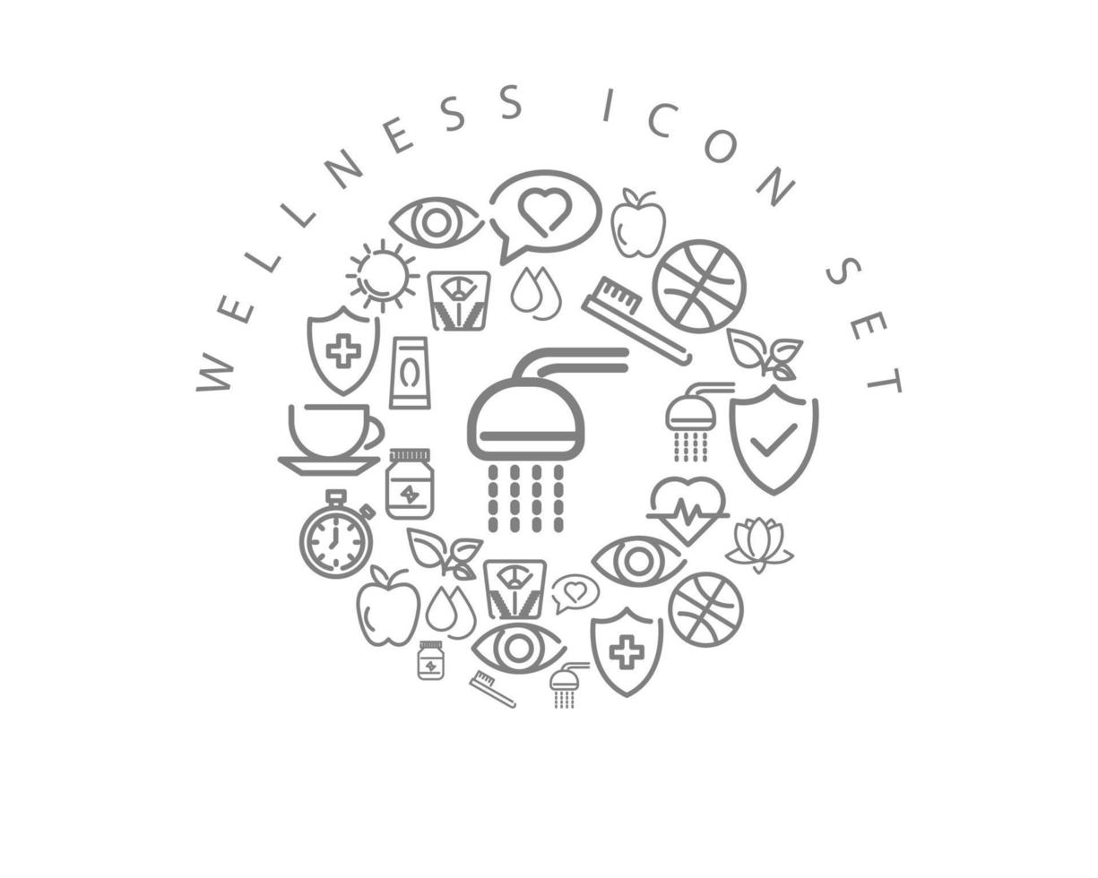 Wellness interface icon set design on white background. vector