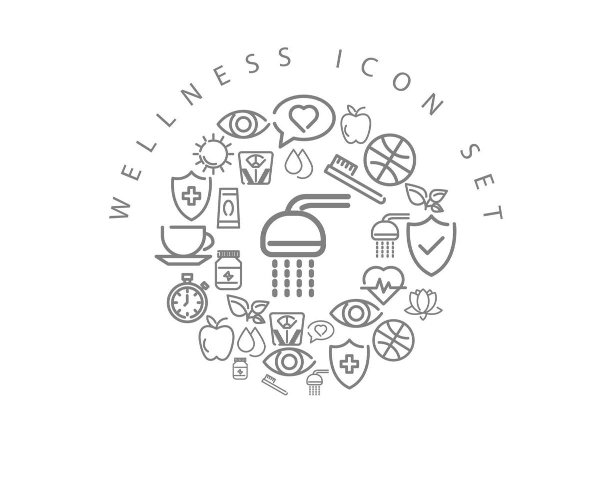 Wellness interface icon set design on white background. vector