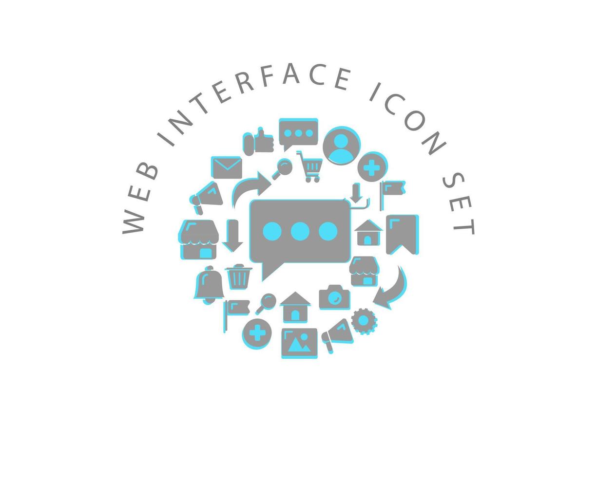 Web interface icon set design on white background. vector