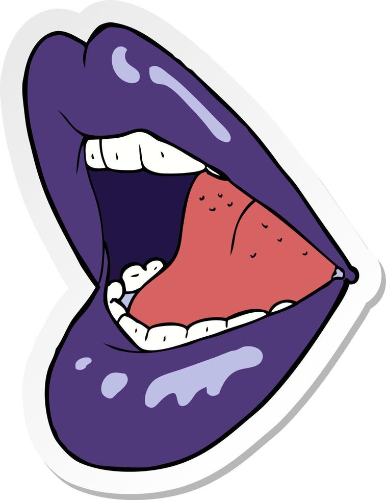pegatina de una caricatura con la boca abierta vector