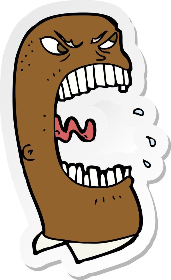 sticker of a cartoon furious man shouting vector