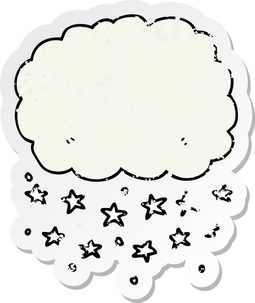 distressed sticker of a cartoon rain cloud vector