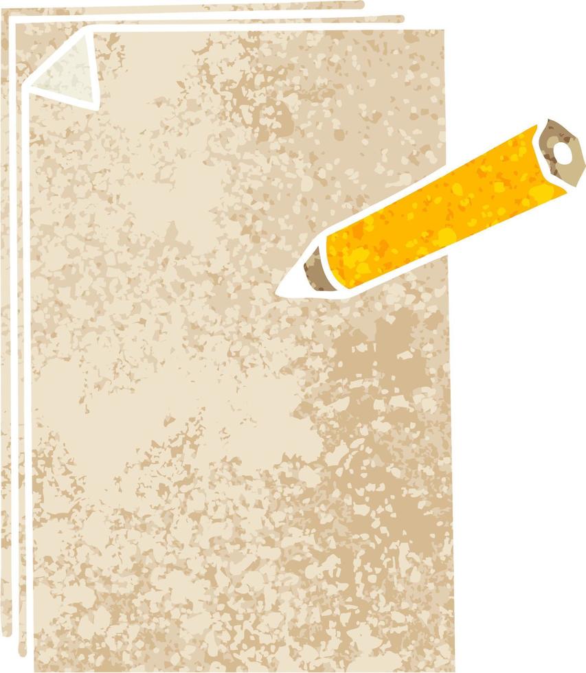 quirky retro illustration style cartoon paper and pencil vector