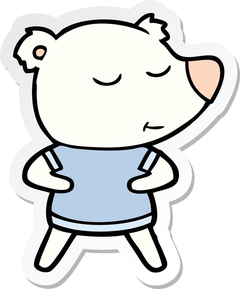 sticker of a happy cartoon polar bear vector