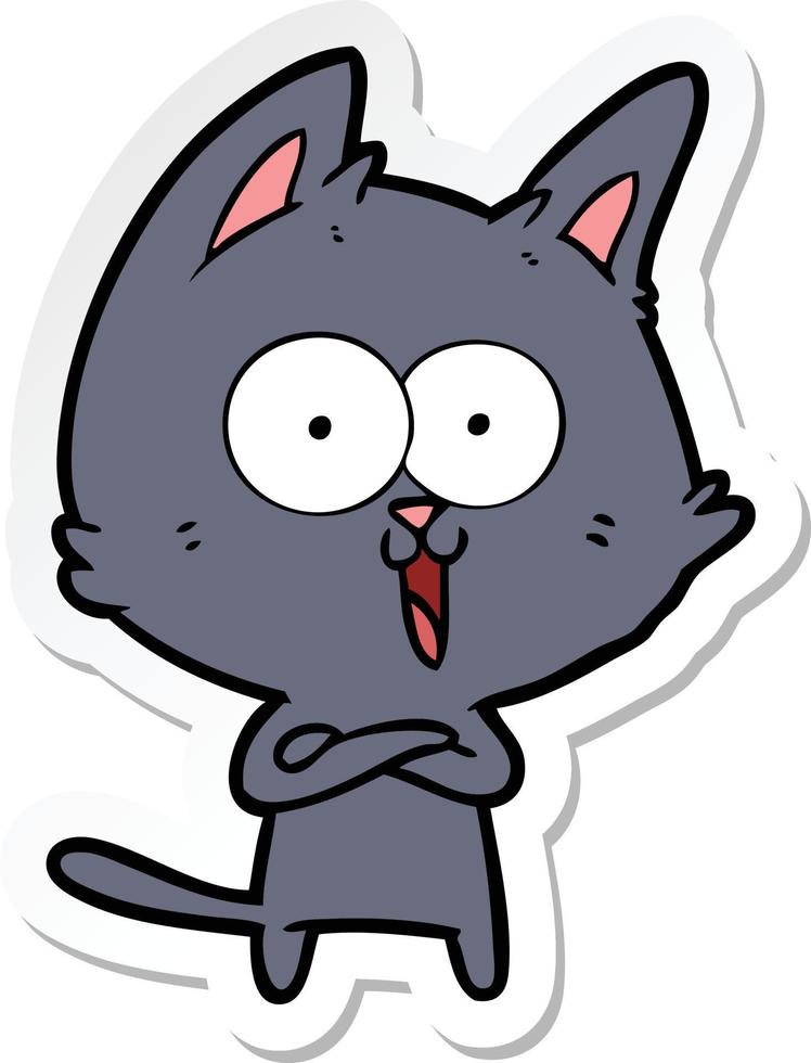 sticker of a funny cartoon cat vector