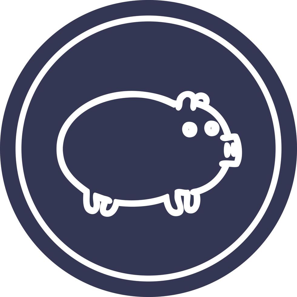 fat pig circular icon vector