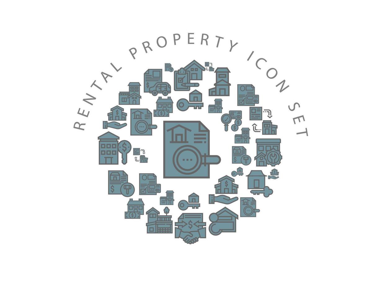 Rental Property Flat icon set design. vector