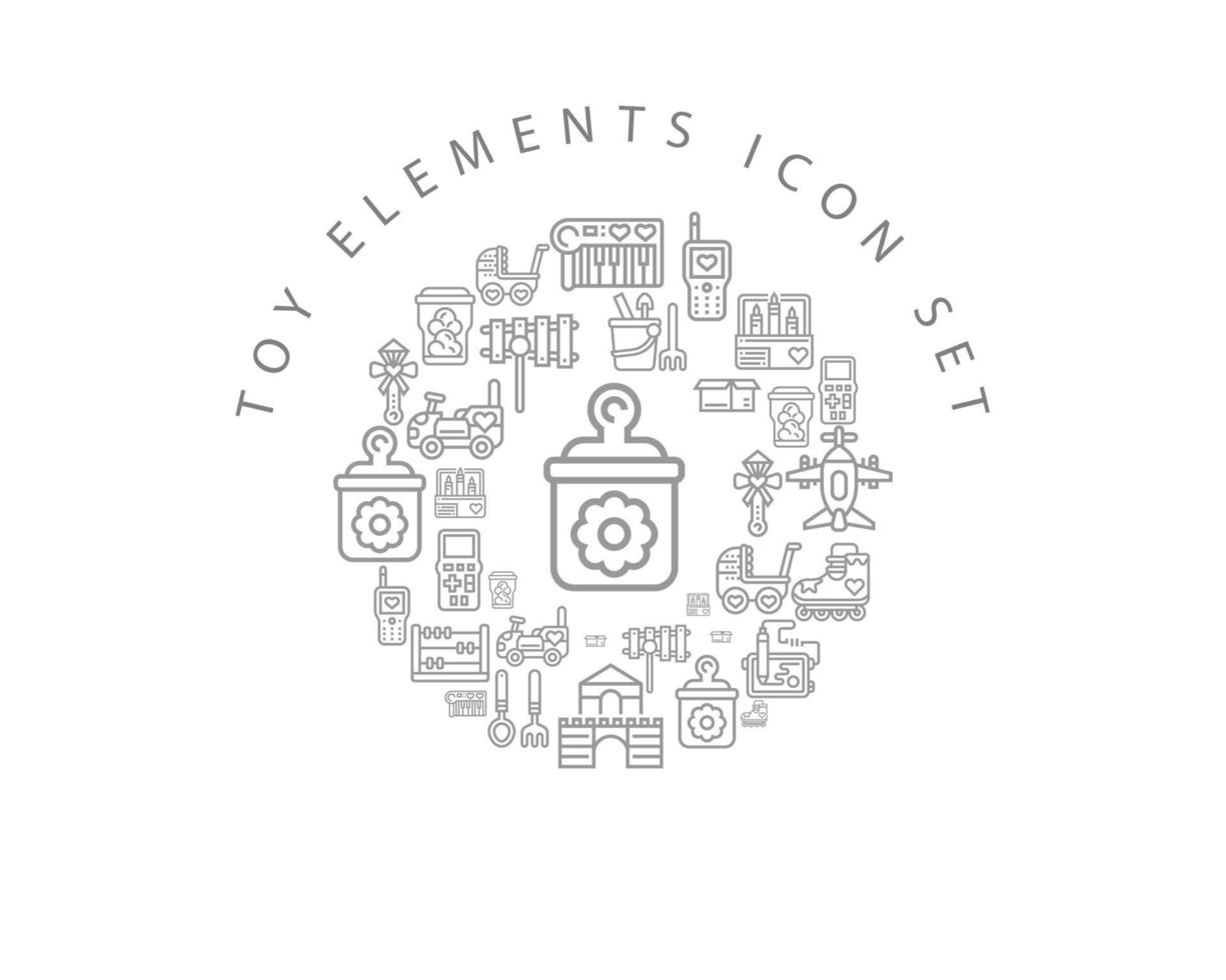 Toy elements icon set design on white background. vector