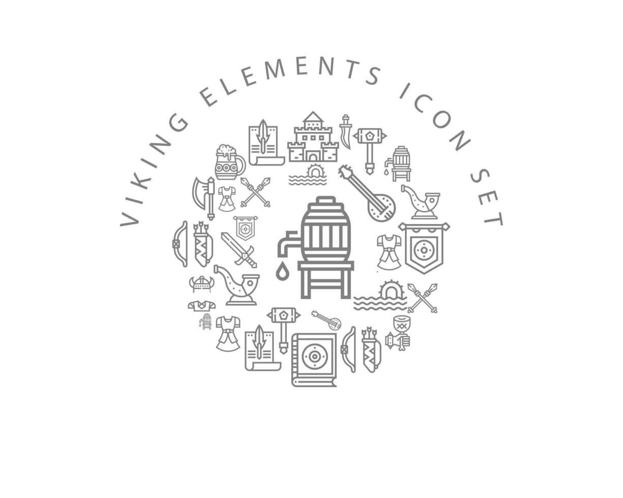 Viking elements icon set design on white background vector