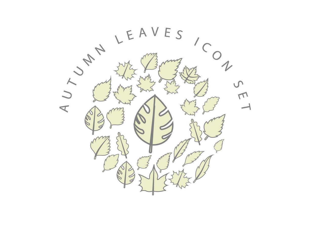 Autumn leaves icon set design on white background. vector