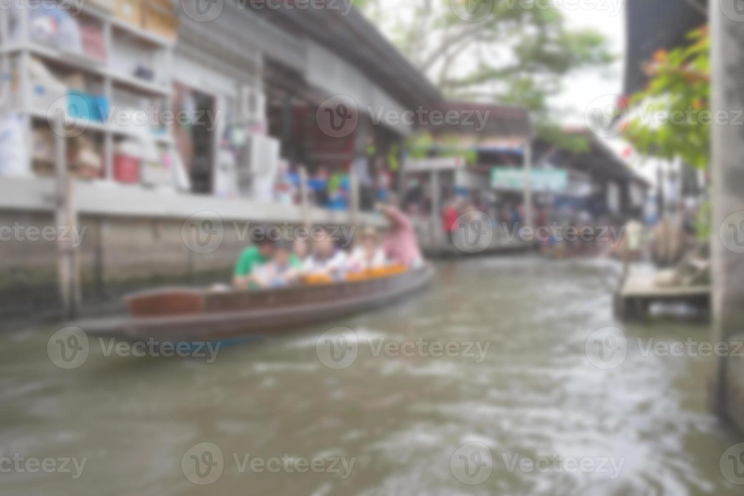 Damnoen Saduak Floating Market blur background of Illustration,Abstract Blurred Image photo