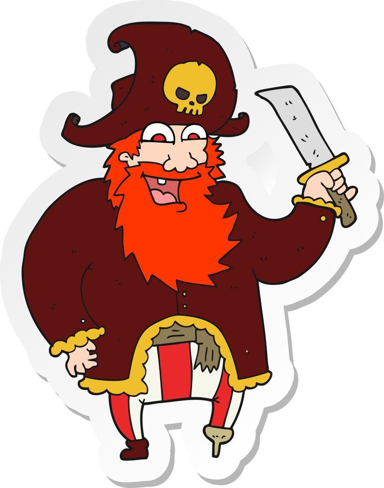 sticker of a cartoon pirate captain vector