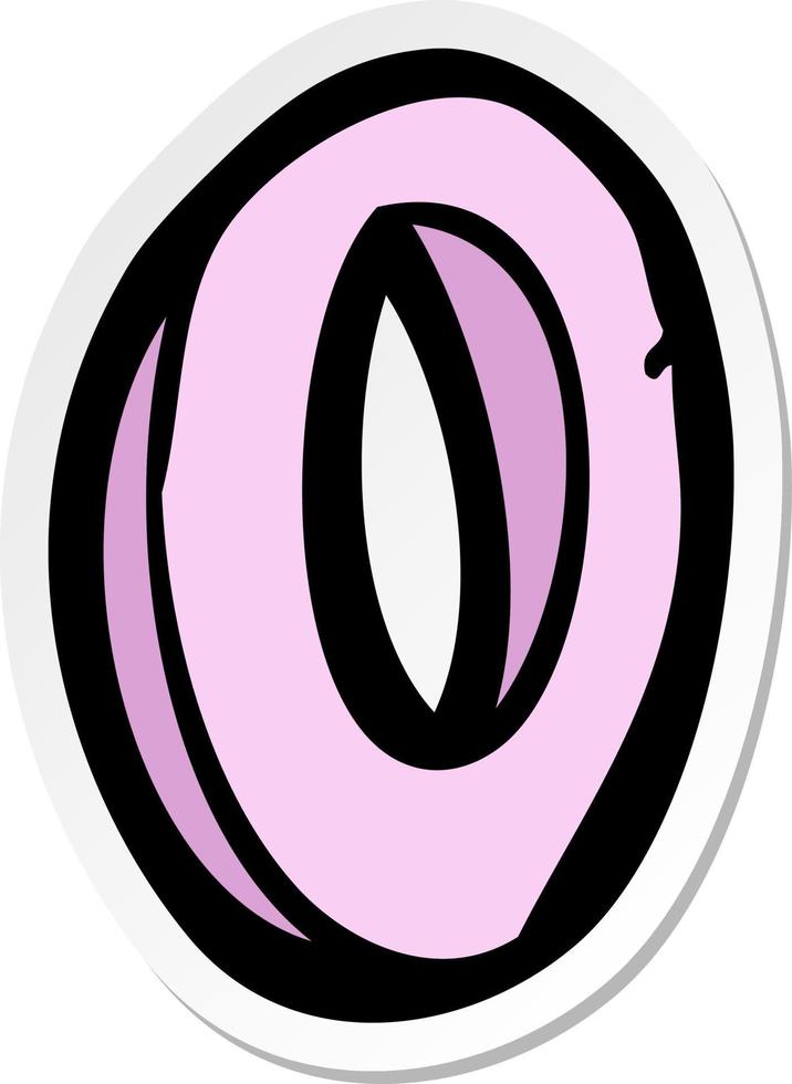 sticker of a cartoon letter O vector