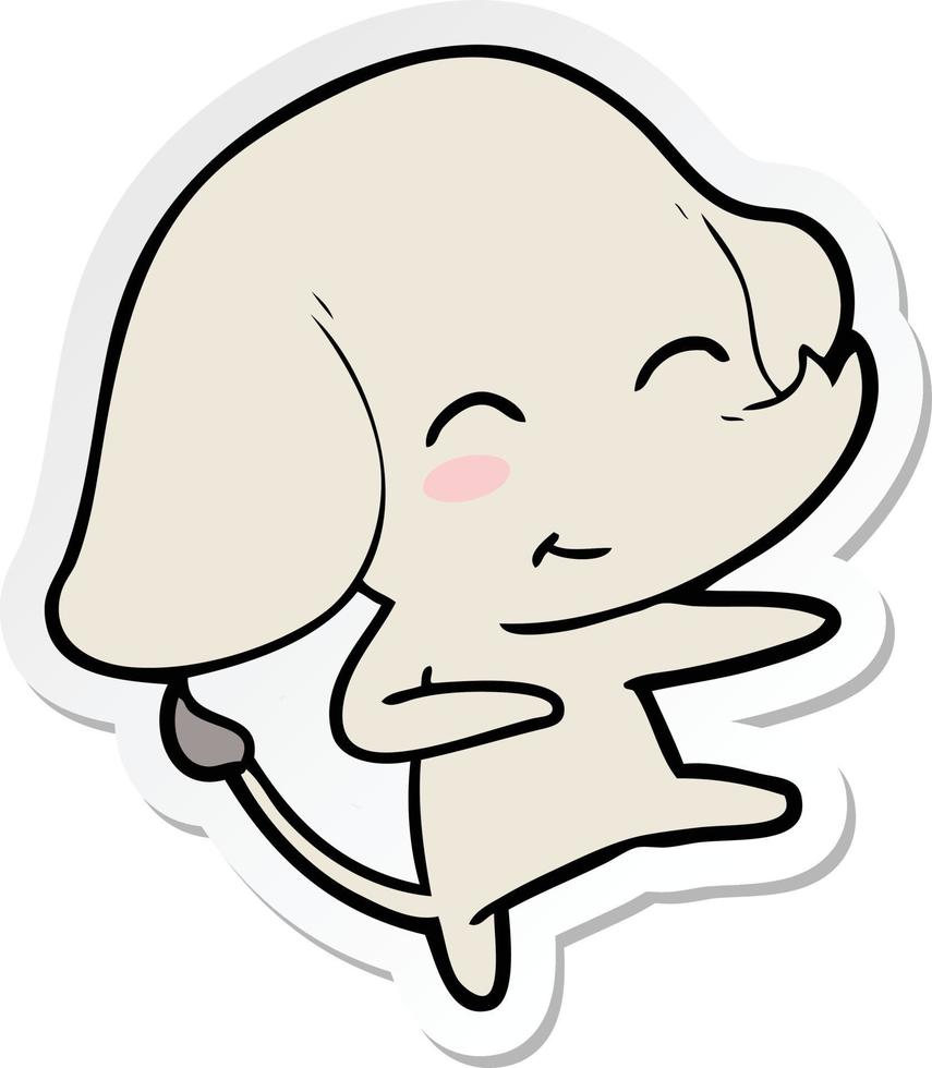 sticker of a cute cartoon elephant vector