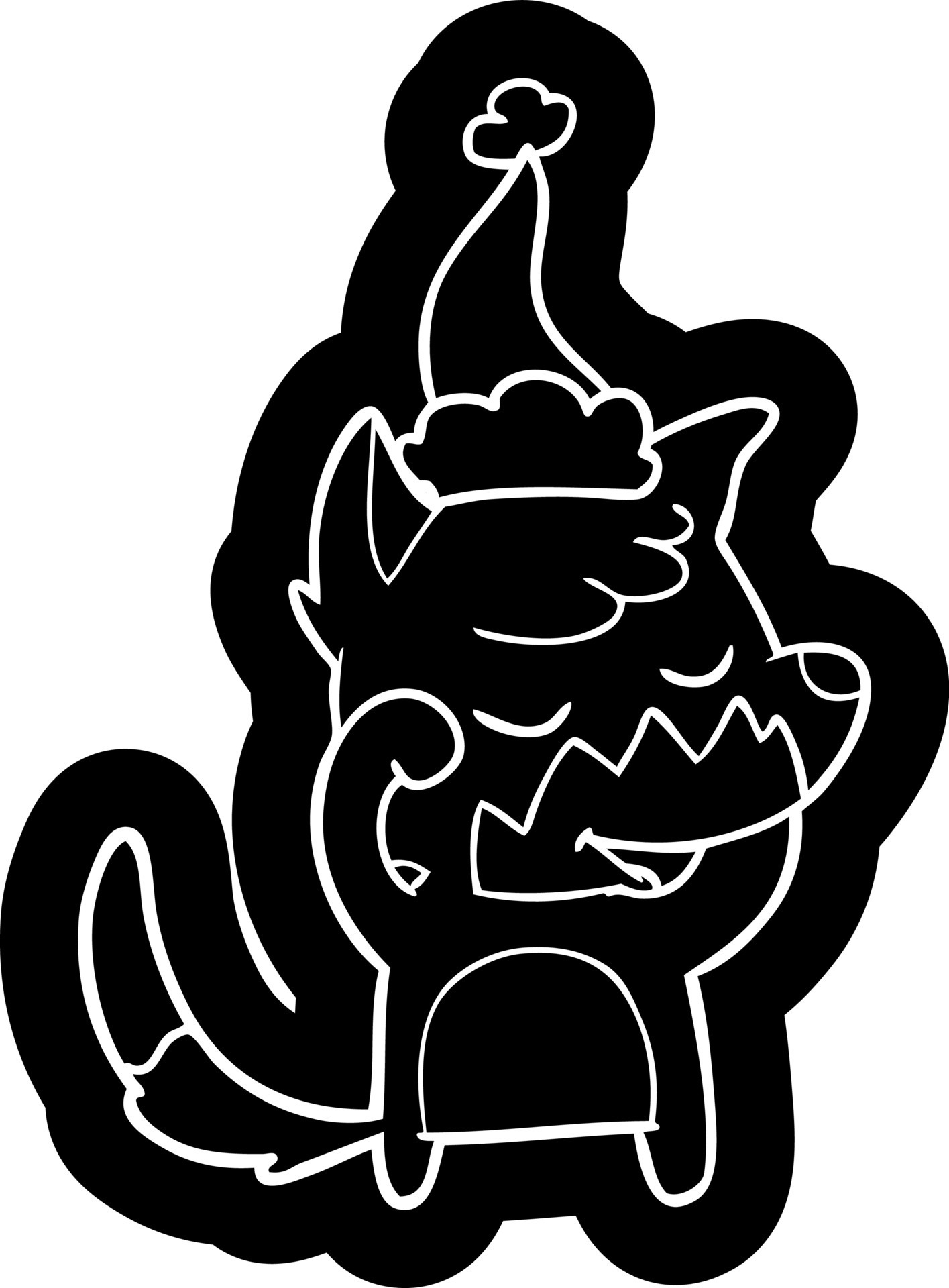 friendly cartoon icon of a fox waking up wearing santa hat 10740968