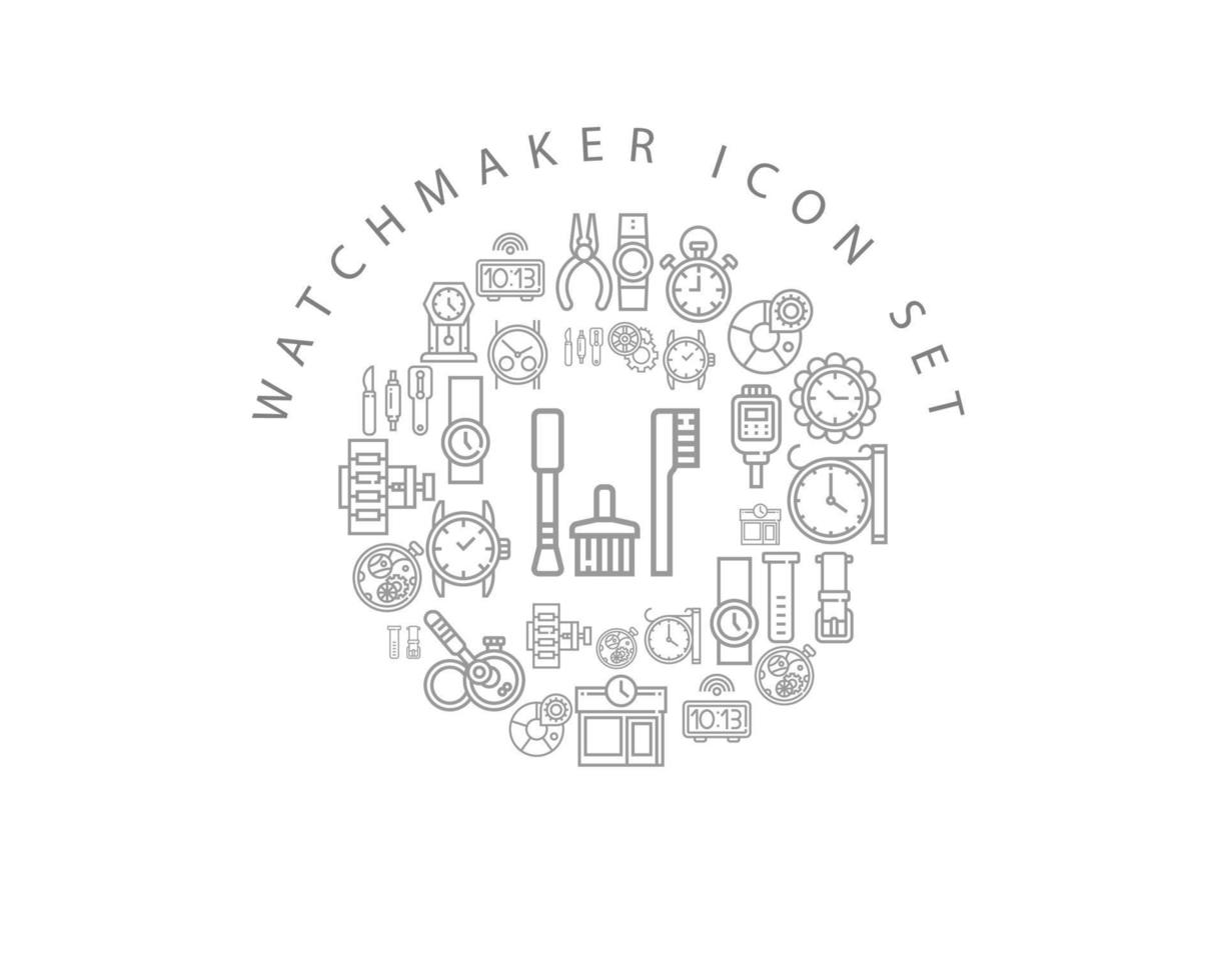 Watchmaker icon set design on white background. vector