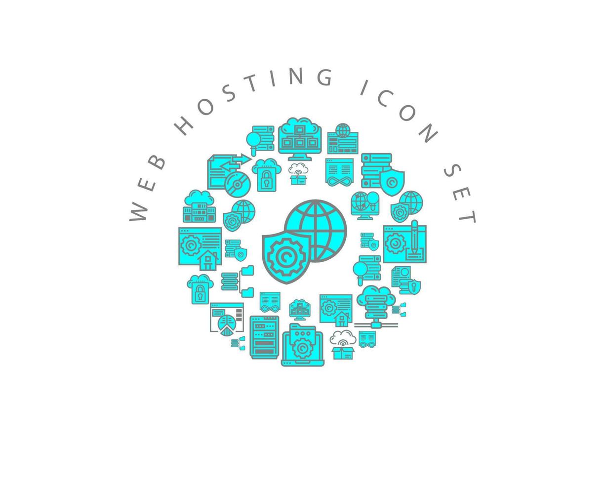Web hosting icon set design on white background. vector