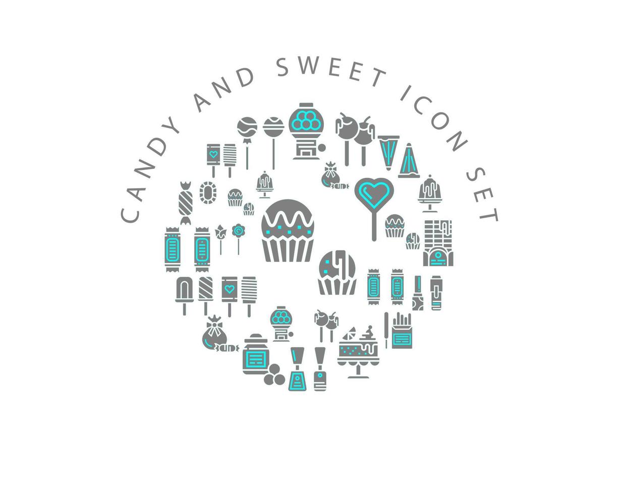 Candy and sweet icon set design on white background. vector