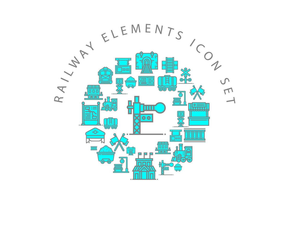 Railway set design on white background. vector