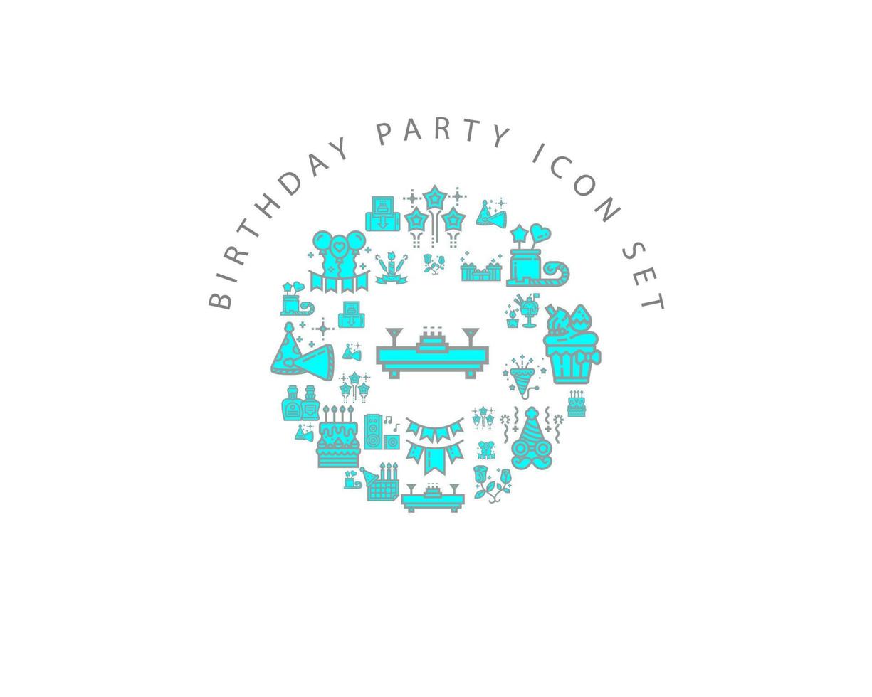 diseño de conjunto de iconos de fiesta de cumpleaños sobre fondo blanco. vector