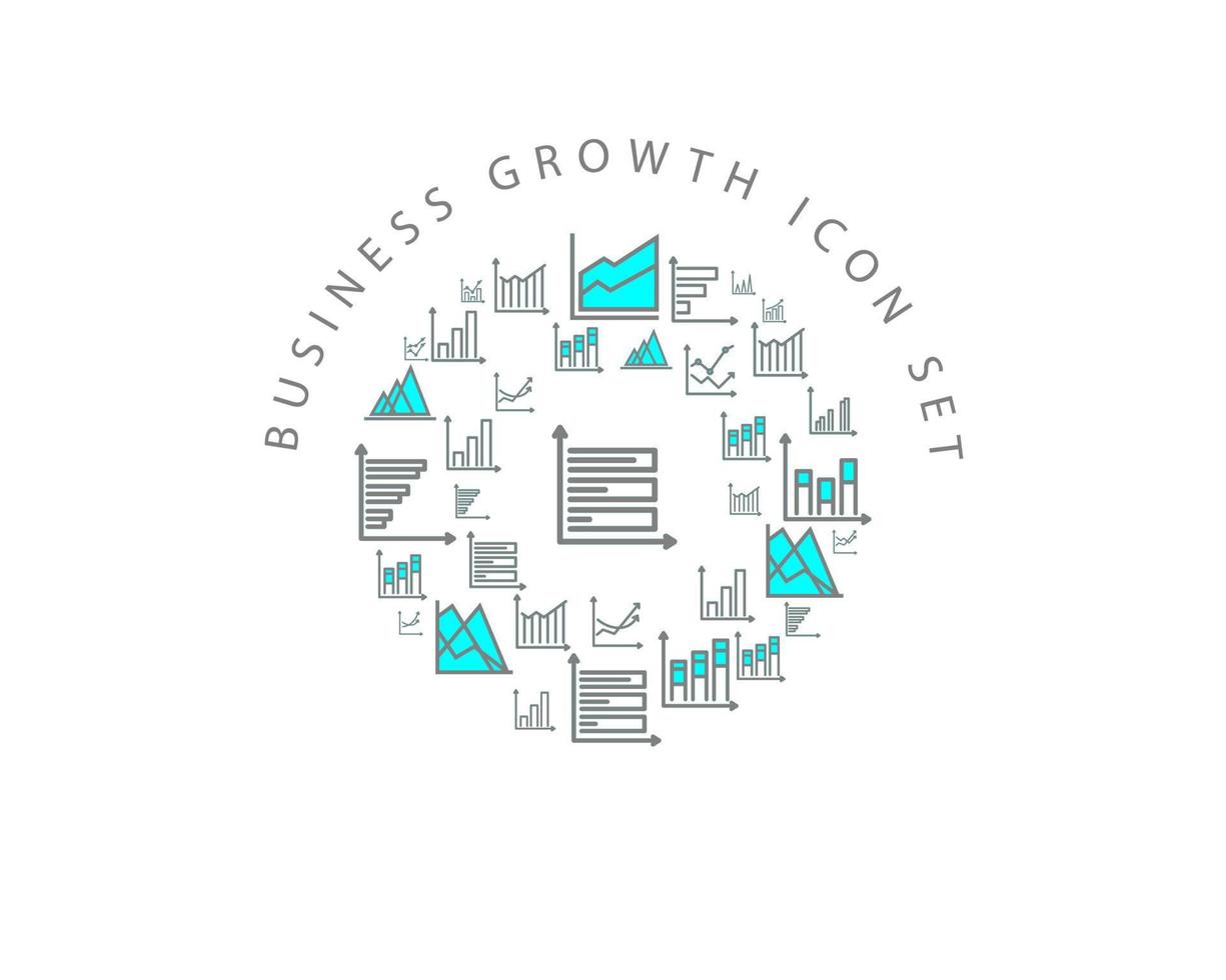 Business growth icon set design on white background. vector