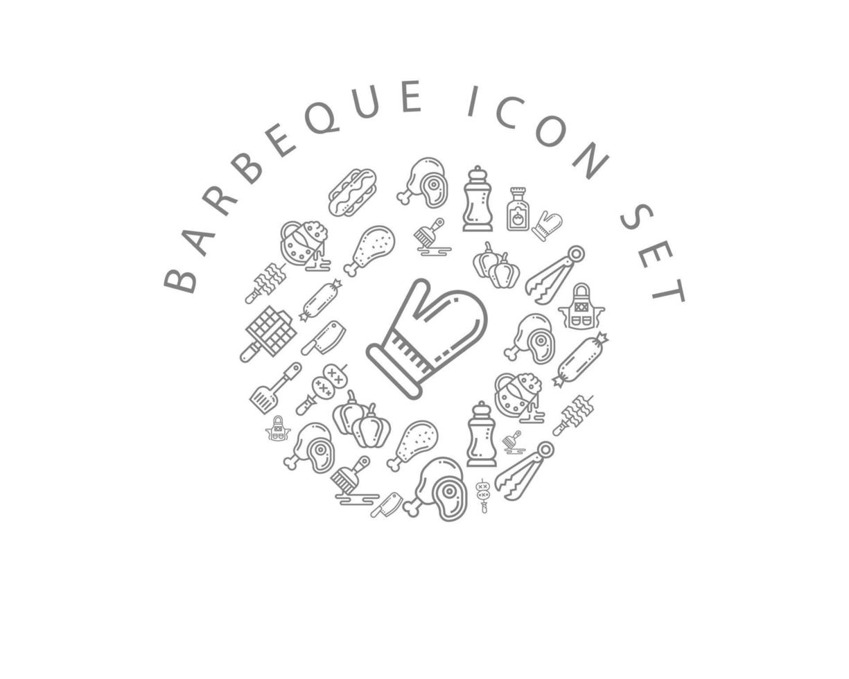 Barbeque icon set design on white background. vector