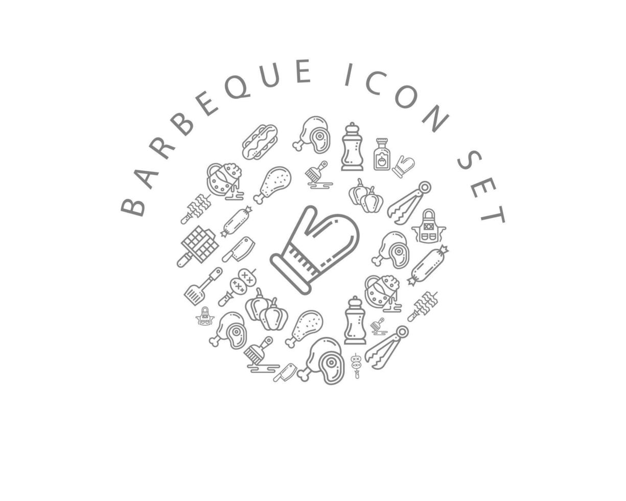 diseño de conjunto de iconos de barbacoa sobre fondo blanco. vector