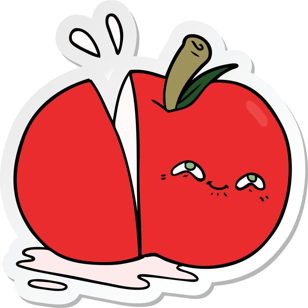 sticker of a cartoon sliced apple vector